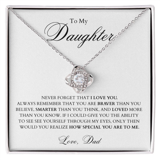 TO MY DAUGHTER - I LOVE YOU - LOVE KNOT NECKLACE  FROM DAD